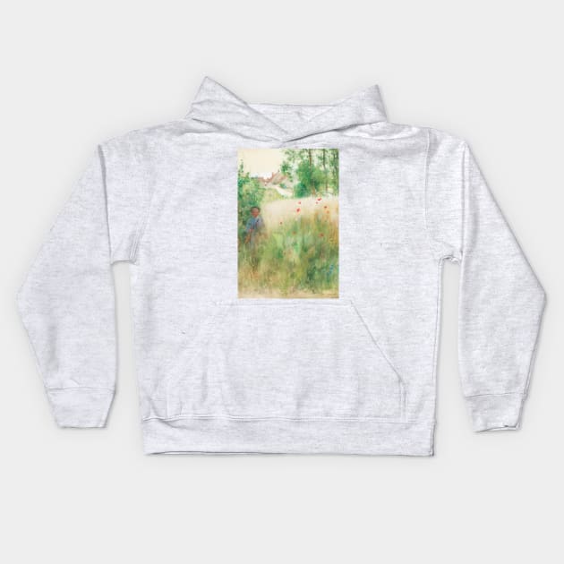 Poppies by Carl Larsson Kids Hoodie by Classic Art Stall